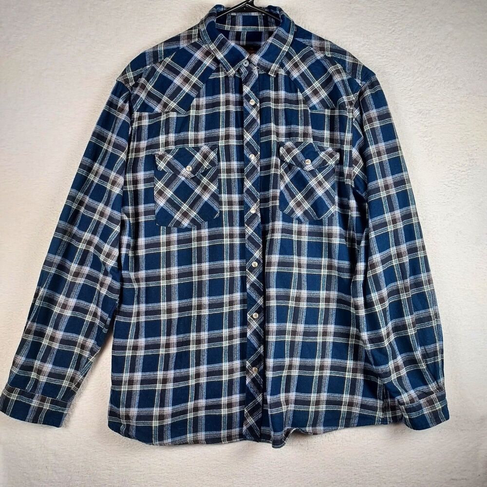 Guide Gear Field Tested L Button-Up Long Sleeve Plaid Flannel Western Style